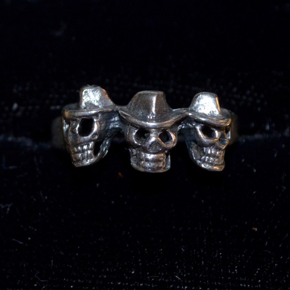 Jewelry - Vintage .925 Sterling Silver Cowboy Skull Ring